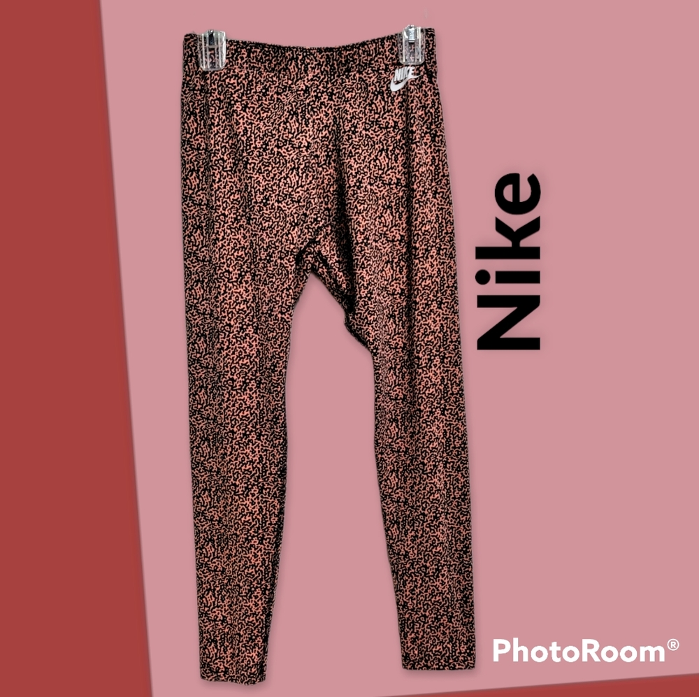Nike coral leopard print leggings women's size Medium